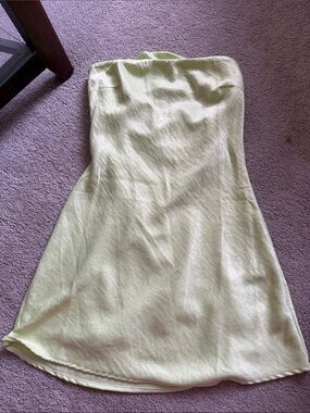 Forever 21 Strapless Light Green Metallic Dress